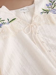 Cath Kidston Blue Embroidered Floral Ruffle Blouse - Image 4 of 4