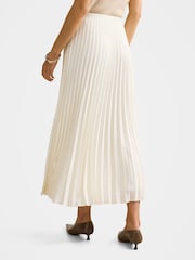 Forever New Cream Yasmin Satin Pleated Skirt - Image 4 of 5