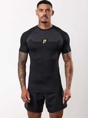 Gym King Black Fight Division Combat Short Sleeve Rash Guard T-Shirt - Image 1 of 3