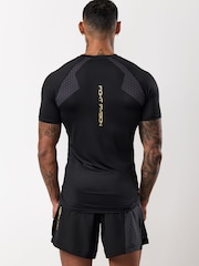 Gym King Black Fight Division Combat Short Sleeve Rash Guard T-Shirt - Image 2 of 3