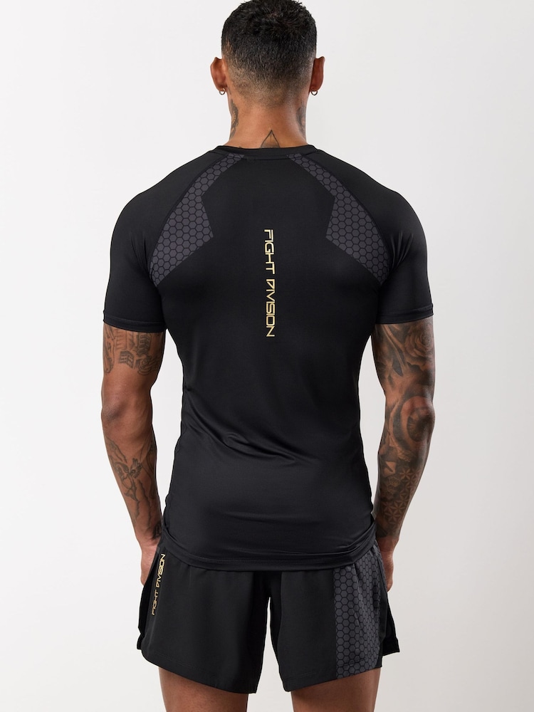 Gym King Black Fight Division Combat Short Sleeve Rash Guard T-Shirt - Image 2 of 3