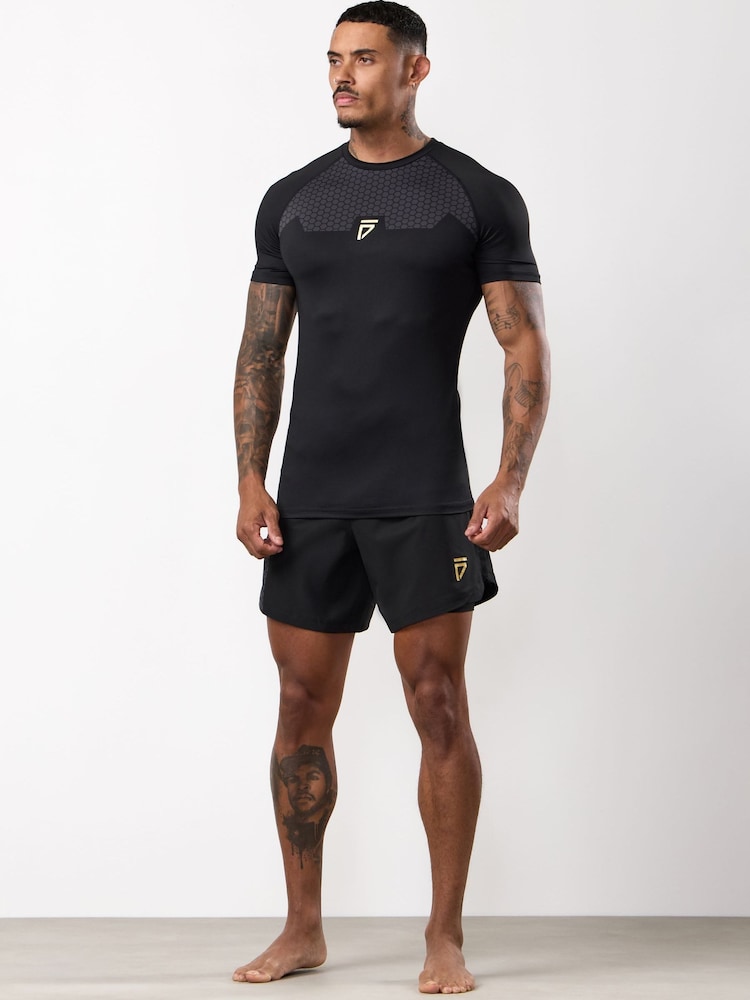 Gym King Black Fight Division Combat Short Sleeve Rash Guard T-Shirt - Image 3 of 3