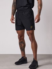 Gym King Black Fight Division Debossed Training 5 Shorts - Image 2 of 4