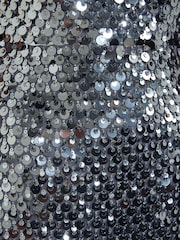 Friends Like These Silver Sequin Column Sleeveless Midi Dress - Image 6 of 6