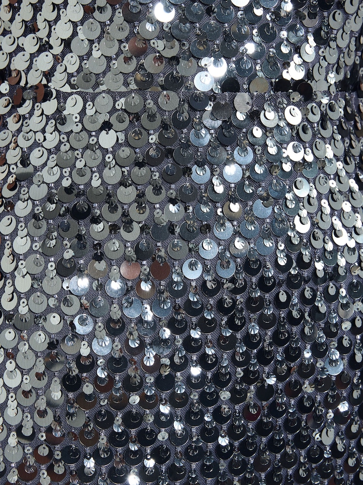 Friends Like These Silver Sequin Column Sleeveless Midi Dress - Image 6 of 6