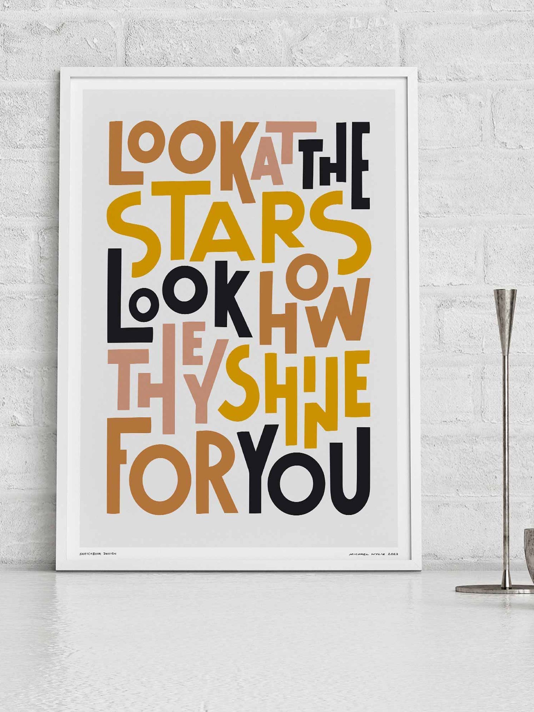 Sketchbook Design Look at the Stars A3 Print White Frame Paper - Image 2