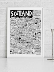 Sketchbook Design Multi Scotland Landmarks Illustration Framed Print Wall Art - Image 1 of 3