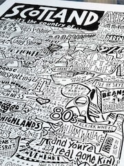 Sketchbook Design Multi Scotland Landmarks Illustration Framed Print Wall Art - Image 2 of 3