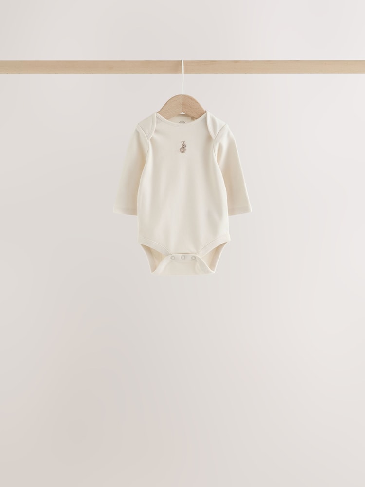 Neutral Bunny Long Sleeve Baby Bodysuits 5 Pack - Image 2 of 11