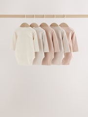 Neutral Bunny Long Sleeve Baby Bodysuits 5 Pack - Image 7 of 11