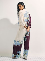 River Island Cream Floral Print Wide Leg Trousers - Image 3 of 4