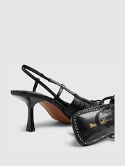 River Island Black Ruched Bow Slingback Court Shoes - Image 4 of 5