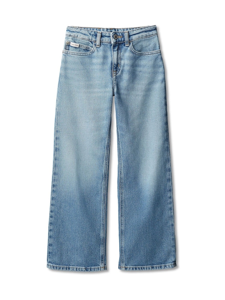 Calvin Klein Blue High Rise Wide Leg Jeans - Image 1 of 1 Calvin Klein Blue High Rise Wide Leg Jeans - Image 1 of 1