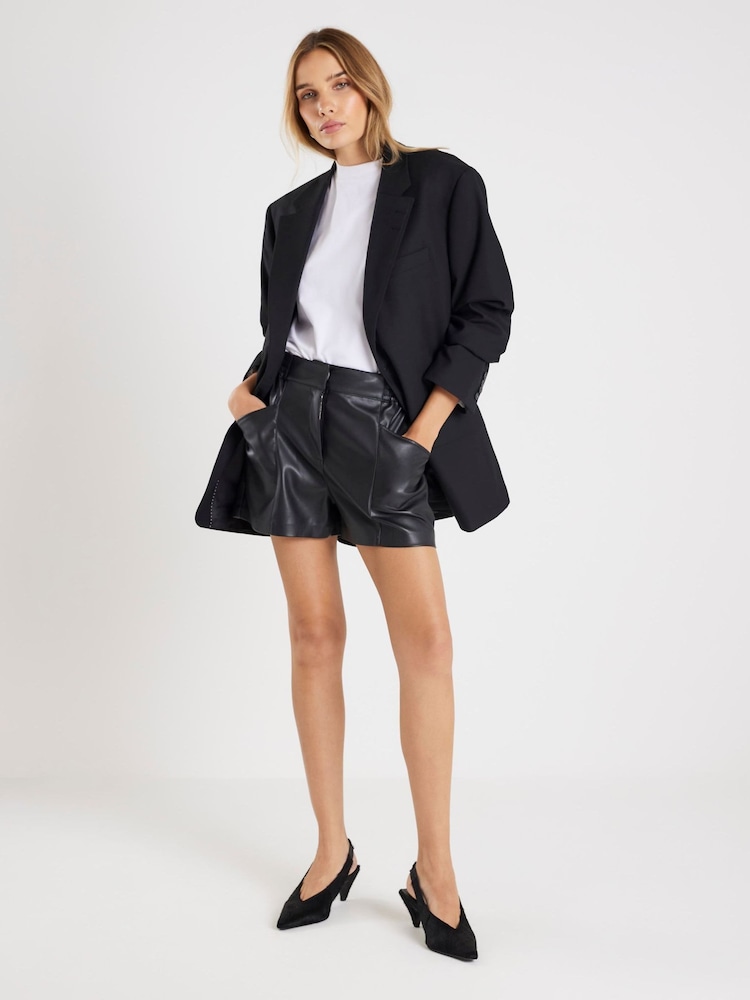 River Island Black Faux Leather Elasticated Shorts - Image 2 of 4
