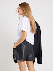 River Island Black Faux Leather Elasticated Shorts - Image 4 of 4