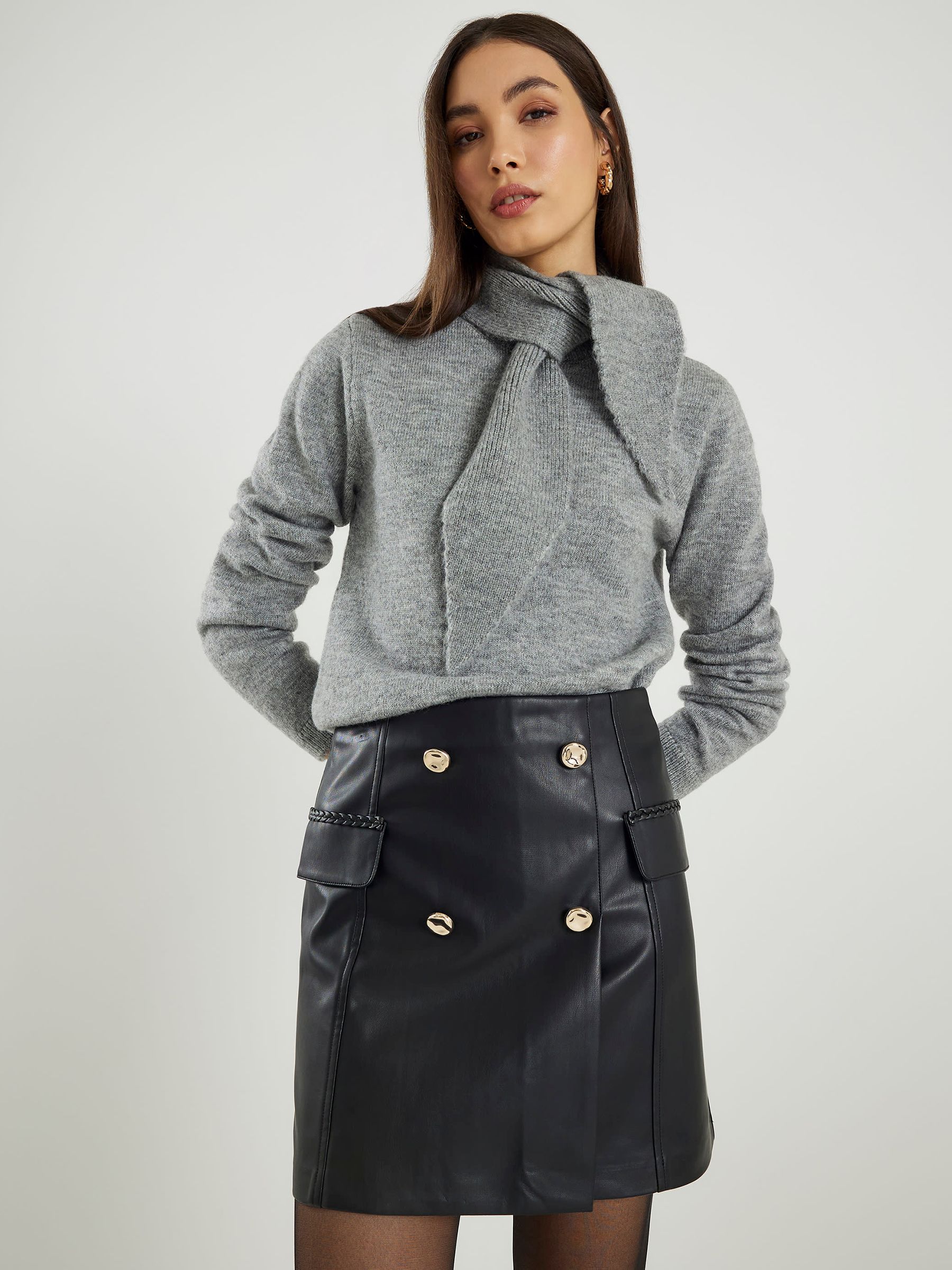 Buy River Island Black Faux Leather Wrap Mini Skirt from Next USA