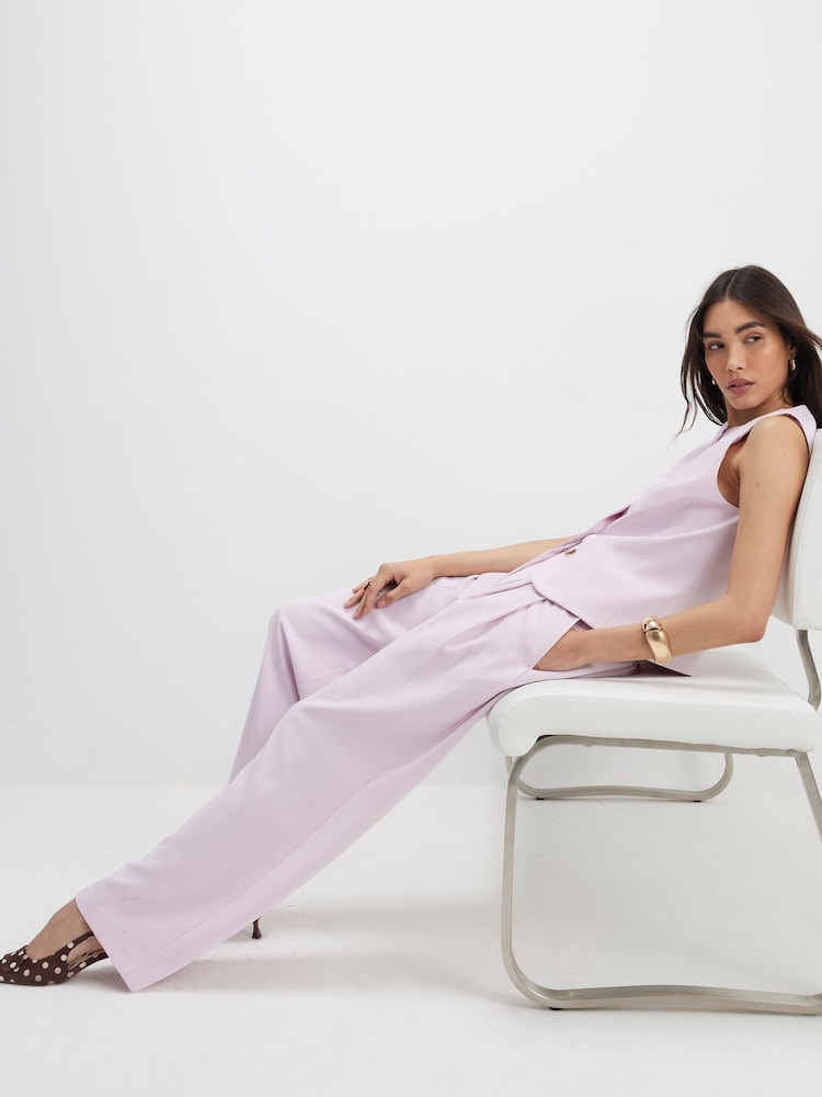 River Island Pink Tailored Wide Leg Trousers - Image 2 of 4 River Island Pink Tailored Wide Leg Trousers - Image 2 of 4