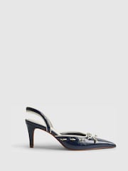 River Island Blue Scallop Trim Slingback Court Shoes - Image 2 of 5