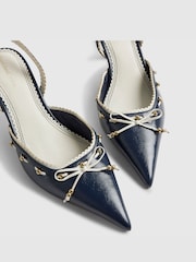 River Island Blue Scallop Trim Slingback Court Shoes - Image 5 of 5
