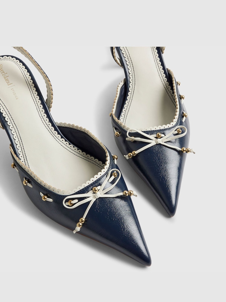 River Island Blue Scallop Trim Slingback Court Shoes - Image 5 of 5