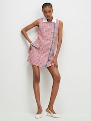 River Island Pink Sleeveless Collared Boucle Mini Dress - Image 3 of 4