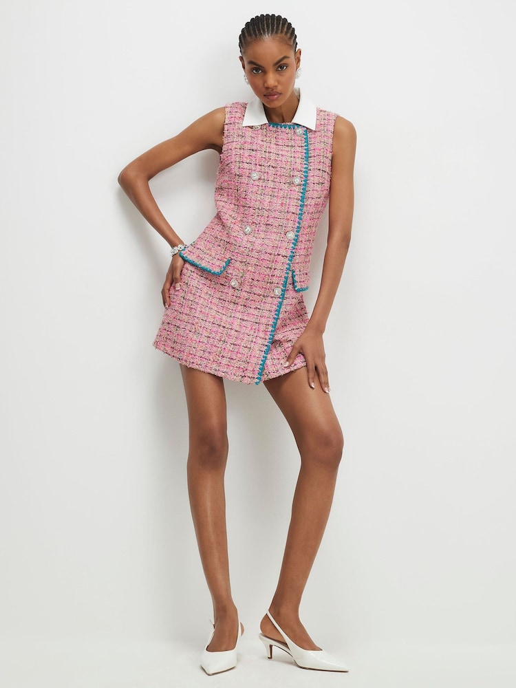pink collared mini dress self-portrait - Pink Lace Contrast Collared Mini Dress