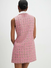 River Island Pink Sleeveless Collared Boucle Mini Dress - Image 4 of 4