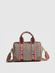 River Island Brown Monogram Jacquard Bowler Bag - Image 2 of 6