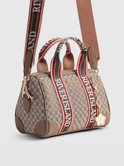 River Island Brown Monogram Jacquard Bowler Bag - Image 4 of 6