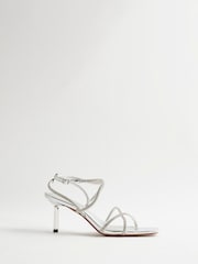 River Island Silver Heatseal Strappy Heeled Sandals - Image 2 of 6