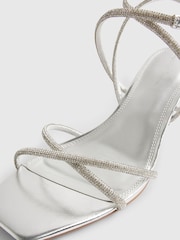 River Island Silver Heatseal Strappy Heeled Sandals - Image 6 of 6