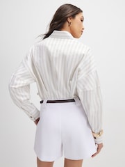 River Island White Plaited Belt Tailored Shorts - Image 4 of 4