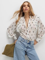 River Island Long Sleeve Floral Ruffle Shirt - Imaginea 2 din 4