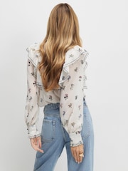 River Island Long Sleeve Floral Ruffle Shirt - Imaginea 3 din 4