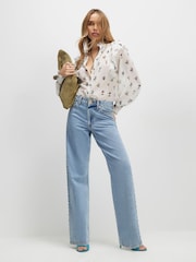 River Island Long Sleeve Floral Ruffle Shirt - Imaginea 4 din 4