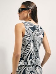 River Island Black Palm Print Tank Containing Linen Tank Top - Image 2 of 4
