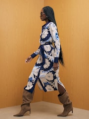 River Island Cream Floral Print Belted Shirt Dress - Image 3 of 4