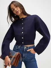 River Island Blue Structured Sleeve Cardigan - Image 1 of 4