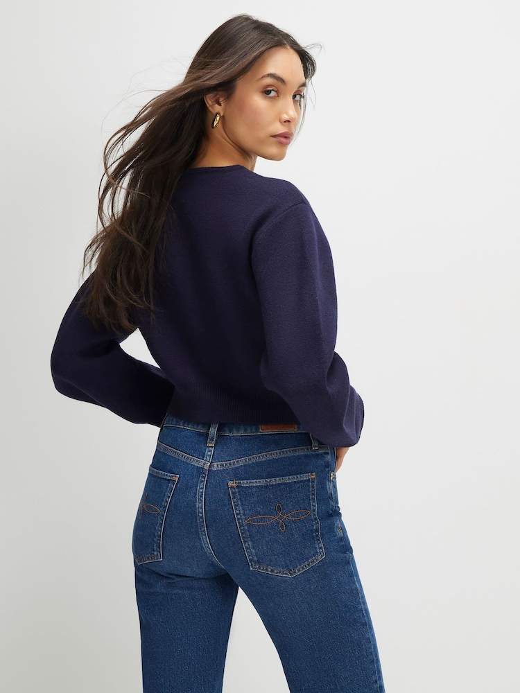 River Island Blue Structured Sleeve Cardigan - Image 2 of 4