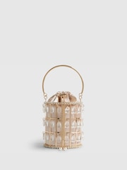 River Island Gold Diamante Basket Bag - Image 1 of 5