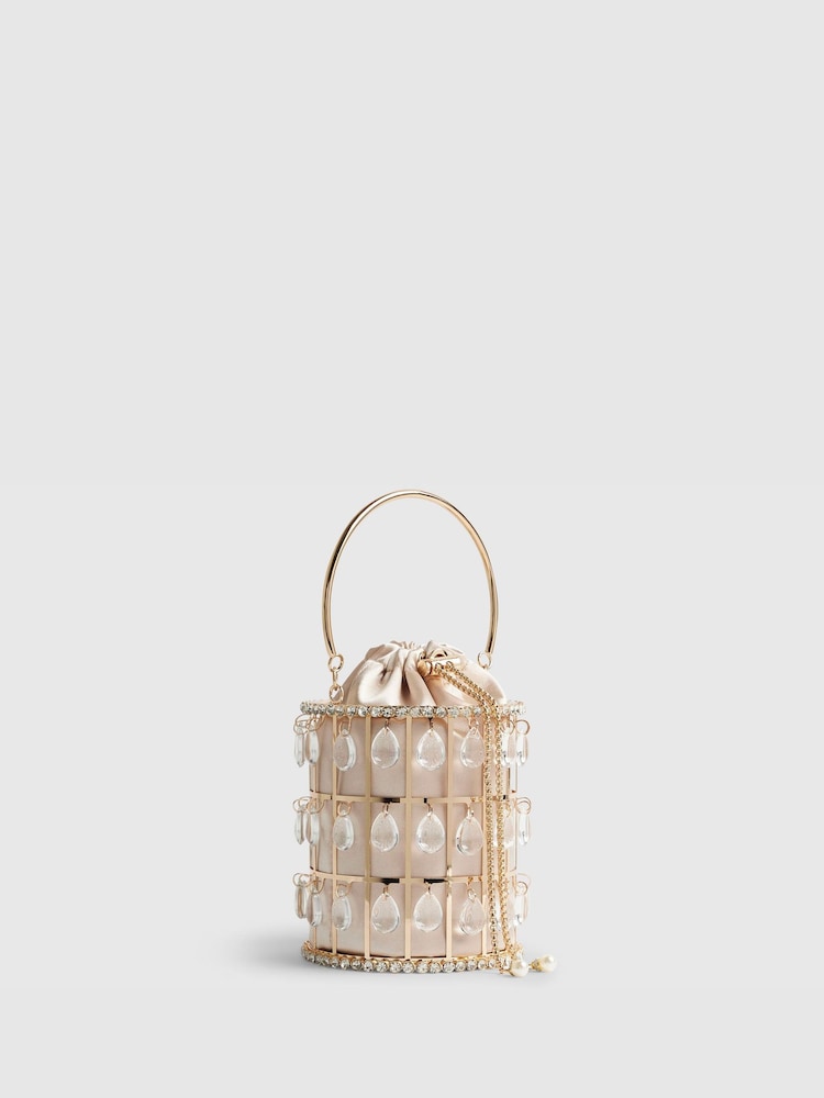 River Island Gold Diamante Basket Bag - Image 2 of 5