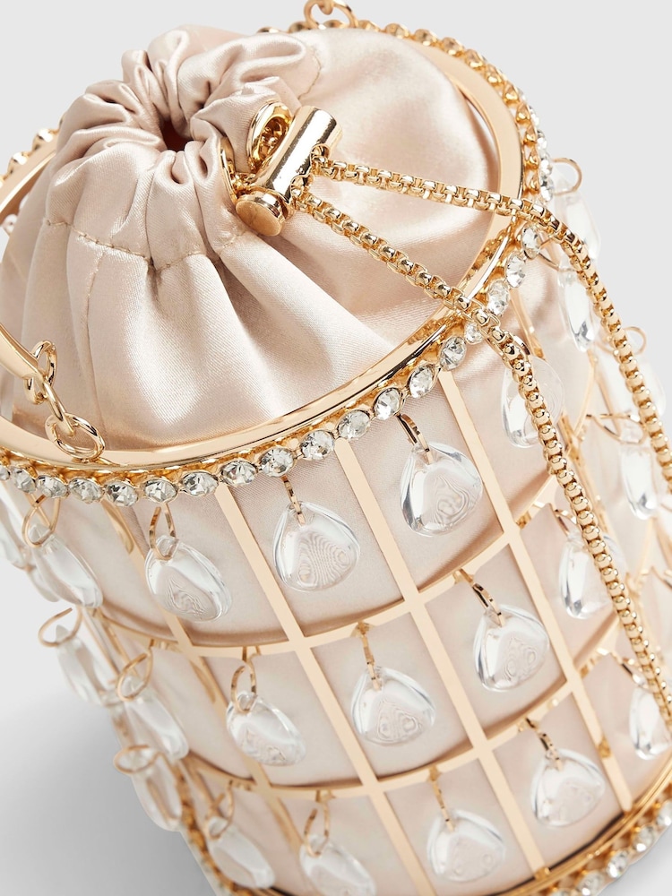 River Island Gold Diamante Basket Bag - Image 5 of 5