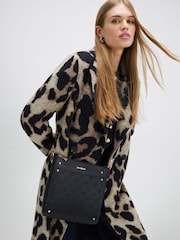 River Island Black Monogram Embossed Messenger Bag - Image 1 of 2