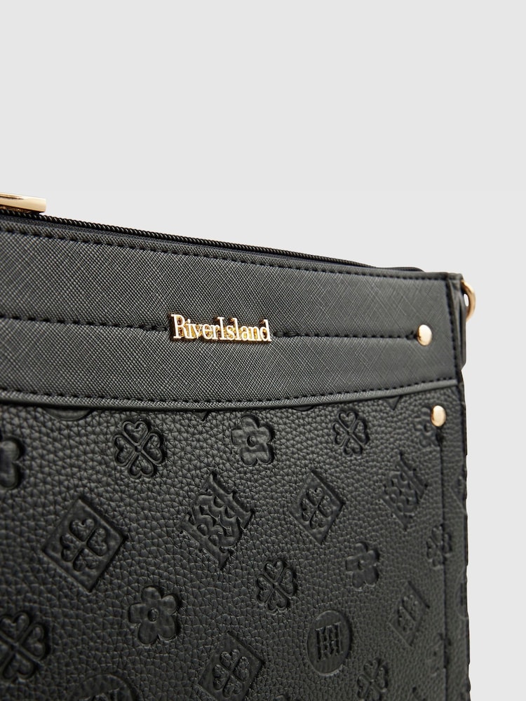 River Island Black Monogram Embossed Messenger Bag - Image 2 of 2