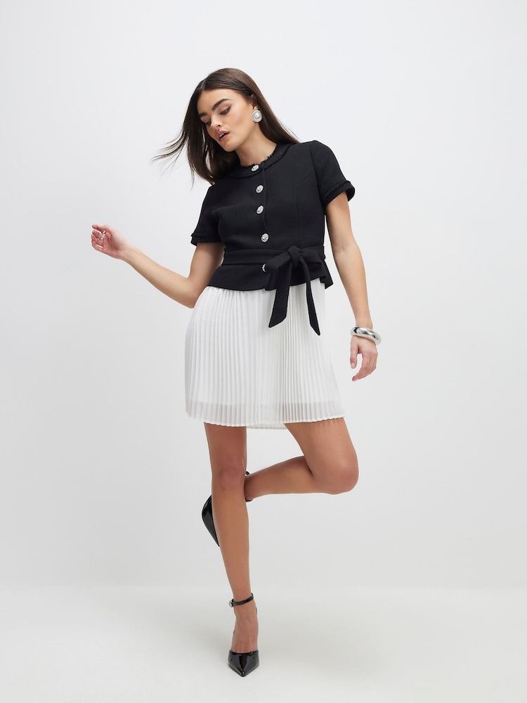 River Island Bouclé-Hybrid-Falten-Minikleid - Bild 1 von 3