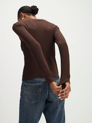River Island Brown Long Sleeve Popper Through Rib Top - Image 2 of 3