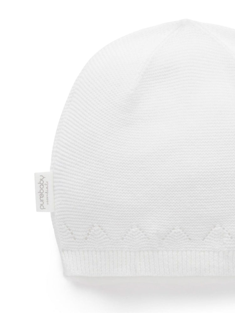 Purebaby White Layette Beanie - Image 2 of 2