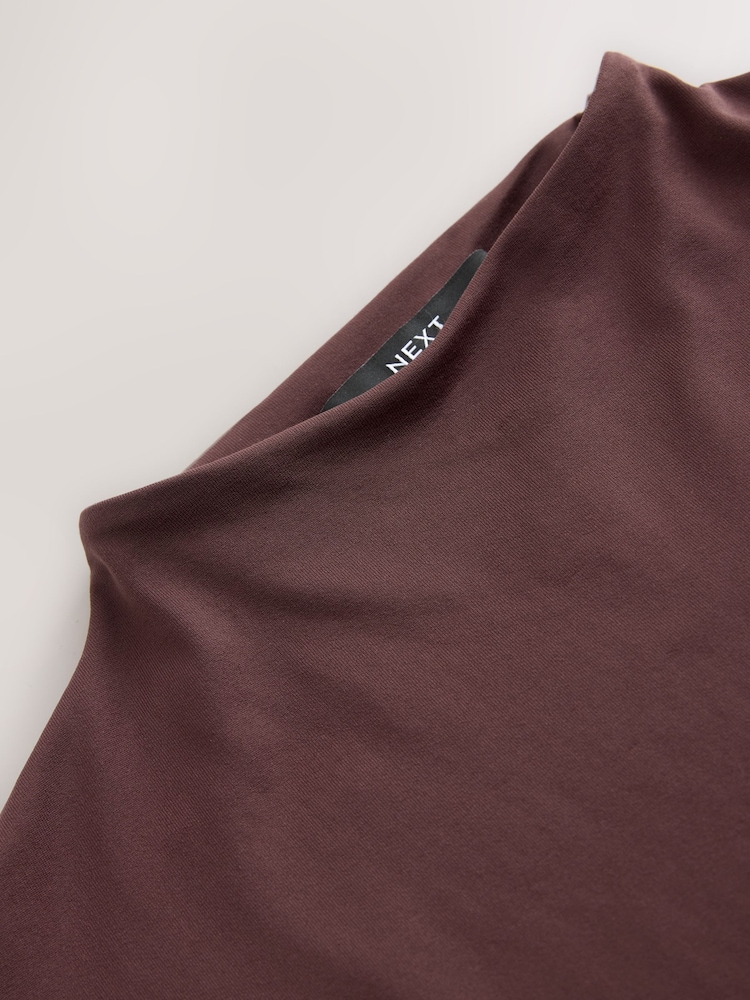 Wine Soft Touch Slinky Nylon Cap Sleeve Bodysuit - Image 2 of 3