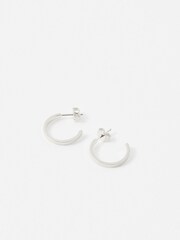 Oliver Bonas Silver Tone Anita Ridged Sterling Silver Hoop Earrings - Image 1 of 5