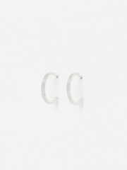 Oliver Bonas Silver Tone Anita Ridged Sterling Silver Hoop Earrings - Image 4 of 5